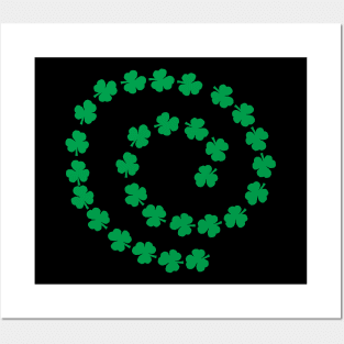 Green Shamrock Spiral St Patricks Day Posters and Art